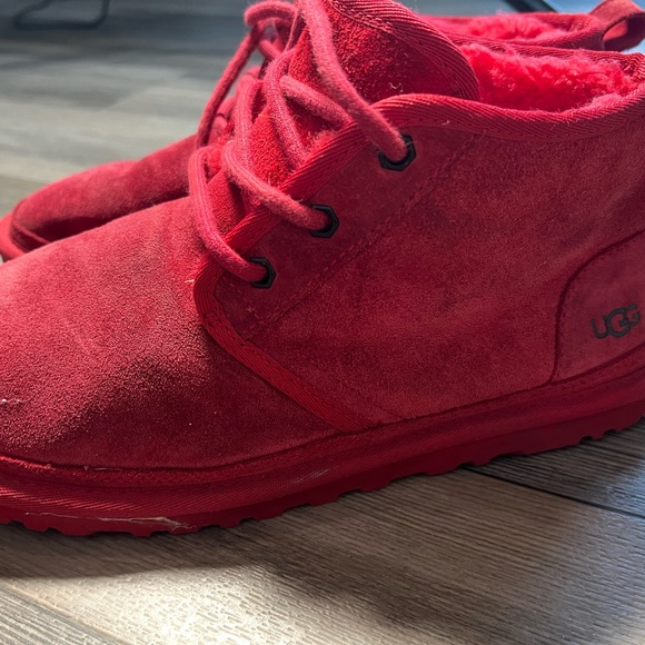 UGG Shearling Fur Red Boot Shoes- 9 - Picture 4 of 11